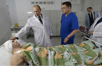 El presidente Putin llegó a primeras horas de la mañana al hospital donde están siendo atendidos los heridos
