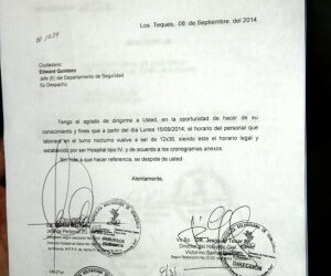 Cambio de horario personal interno de seguridad