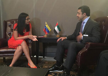 Delcy Rodríguez sostuvo este domingo una reunión de trabajo con su par de Emiratos Árabes Unidos, Sheikh Abdullah Bin Zayed Al Nahyan