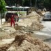 Debido a los trabajos en la calle solo hay un canal habilitado para la circulación de los vehículos