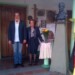 La presidenta de la Sociedad Bolivariana durante la ofrenda floral