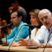 Colombia's former President Andres Pastrana (R) addresses the audience next to Bolivia's former President Jorge Quiroga (L) and Costa Rica's former President Laura Chinchilla after an unofficial plebiscite against President Nicolas Maduro's government and his plan to rewrite the constitution, in Caracas, Venezuela July 16, 2017. REUTERS/Carlos Garcia Rawlins