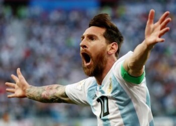 Soccer Football - World Cup - Group D - Nigeria vs Argentina - Saint Petersburg Stadium, Saint Petersburg, Russia - June 26, 2018   Argentina's Lionel Messi celebrates scoring their first goal         REUTERS/Sergio Perez     TPX IMAGES OF THE DAY