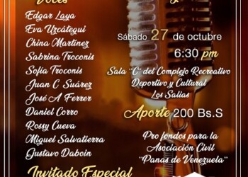  “Noche de boleros y más” este sábado en Los Salias pro fondos para la Asociación Civil “Panas de Venezuela”