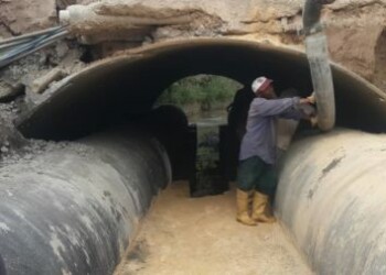 Inician vaciado de concreto en hundimiento de la Perimetral