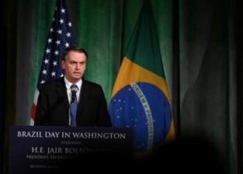 Brazilian President Jair Bolsonaro participates in a Brazil-U.S. Business Council forum to discuss relations and future cooperation and engagement in Washington, U.S. March 18, 2019. REUTERS/Erin Scott
